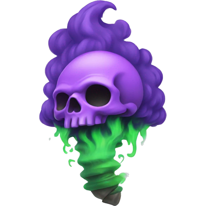 Purple and green fire with skull tornado  emoji