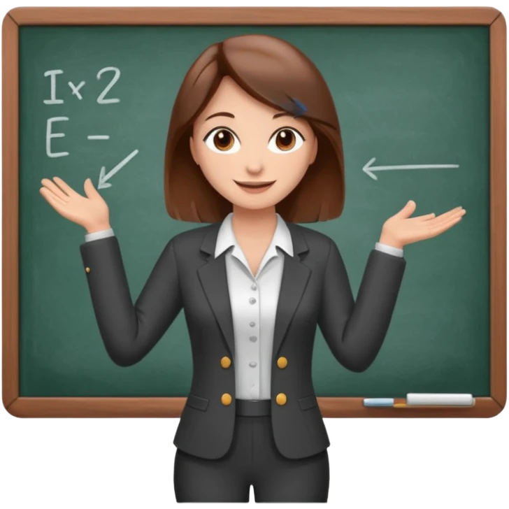 Happy instructor female brown hair whit board emoji