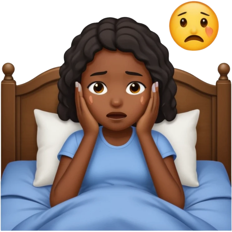 Black girl in the bed by herself crying emoji