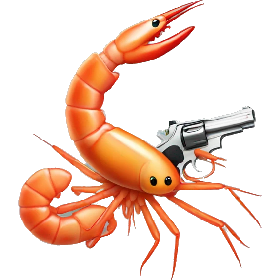 shrimp with a handgun emoji