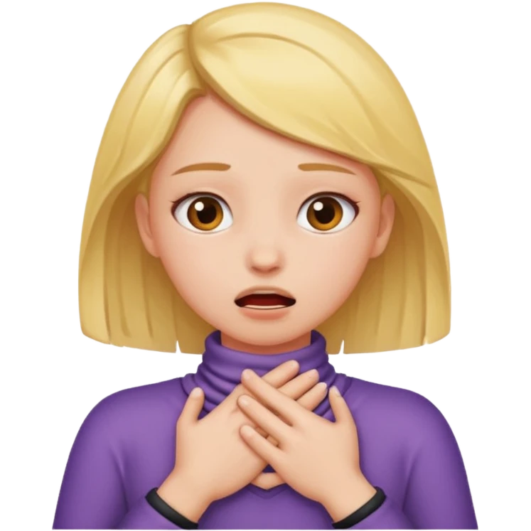 a girl with her hands around her neck choking herself emoji