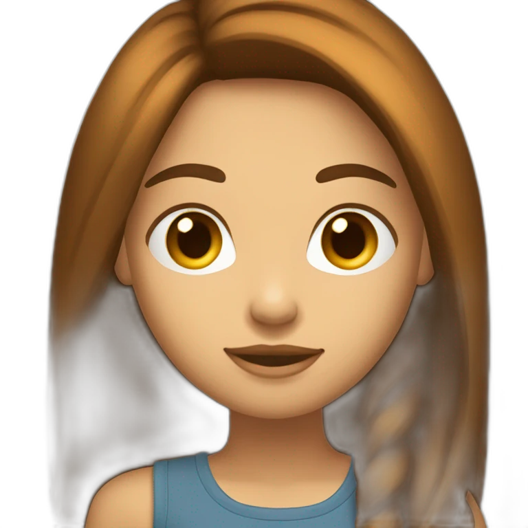 fille long cheuveux marron droit vétement cool emoji
