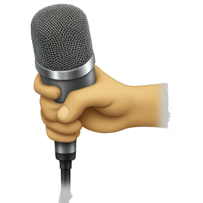 I have a emoji of a hand facing downward dropping a mic. Make the one of a yelow hand holding the microphone side view emoji