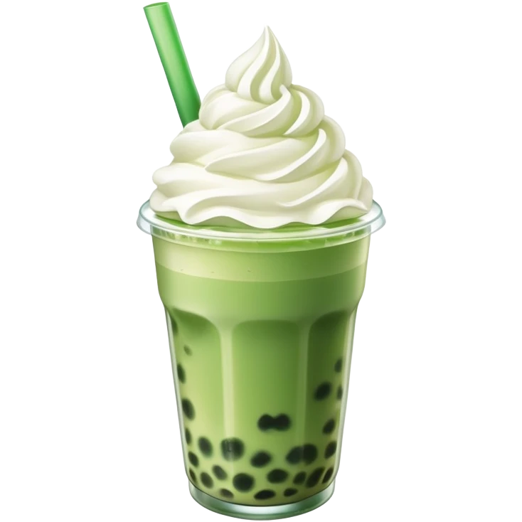 green bubble tea with whipped cream on top emoji