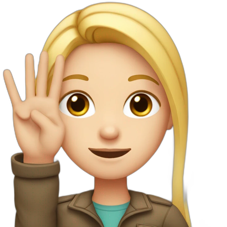 white girl showing three fingers on one hand emoji