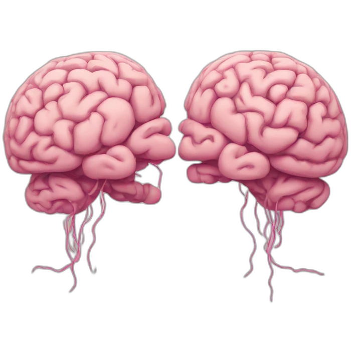 two brains connecting, digital style emoji