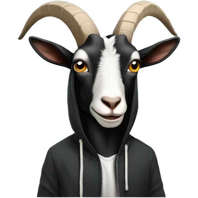 Goat with a big brain wearing black hoodie emoji