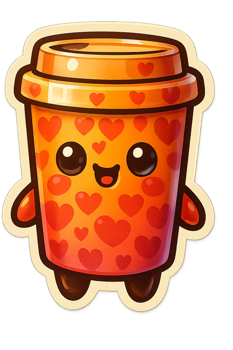 Tall coffee cup, sexy coffee, covered in hearts emoji