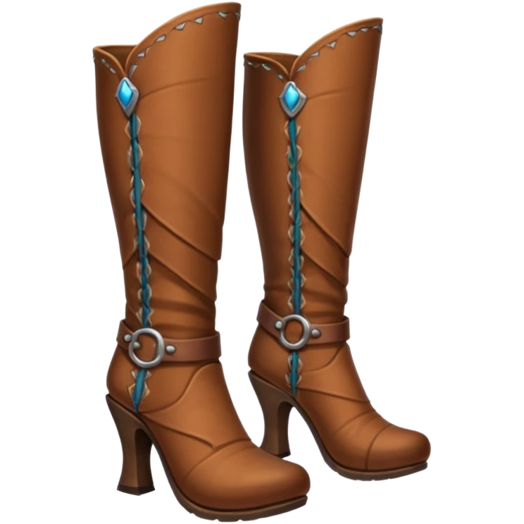 medievil boots, simple fantasy adveture boots, female, no laces, high heels emoji