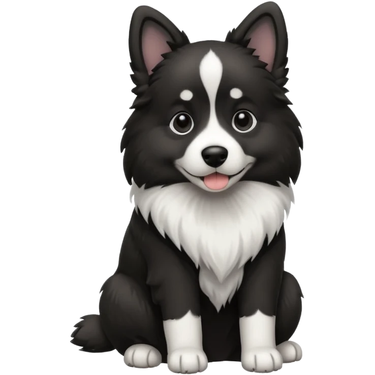 A dog with black and white colors in a sitting position big dog emoji