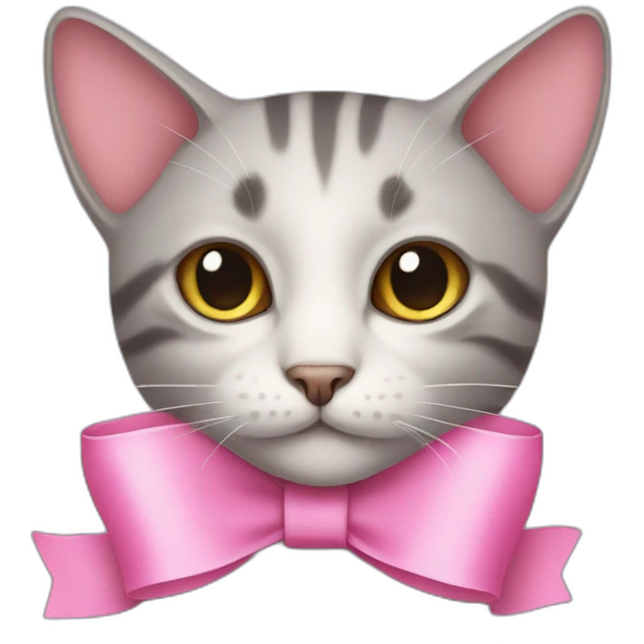 Cat with pink ribbon in ears emoji