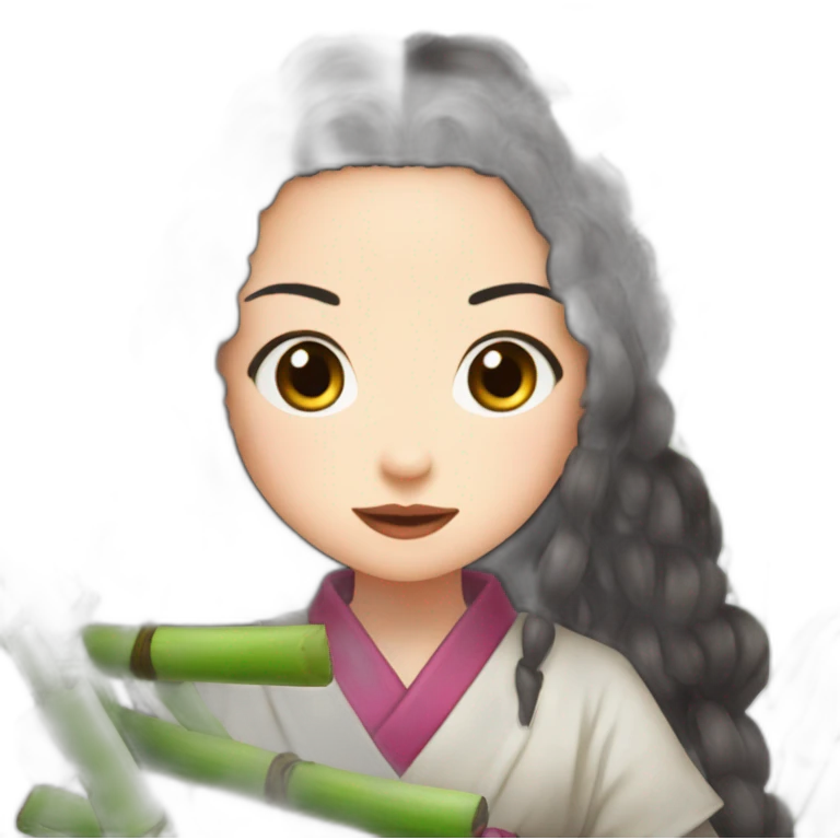 Nezuko avec un bambou dans la bouche emoji