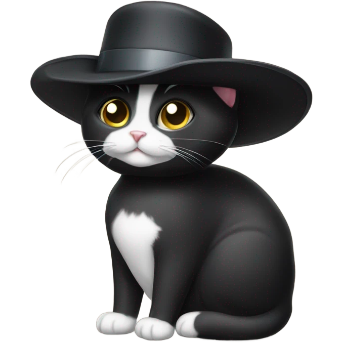 Tuxedo cat wearing a hat emoji