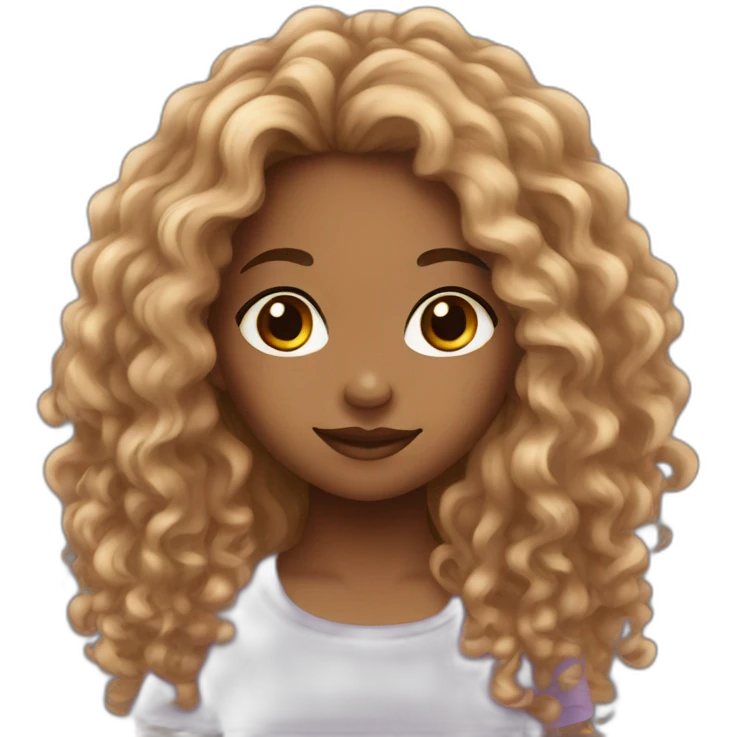 Mixed girl with very long hair curly brown cinnamon with brown eyes  emoji