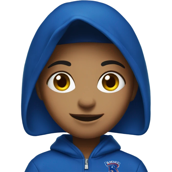 smiling girl in blue Rangers hoodie emoji
