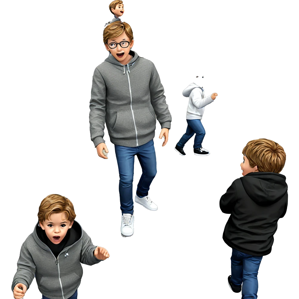 four boys having fun emoji