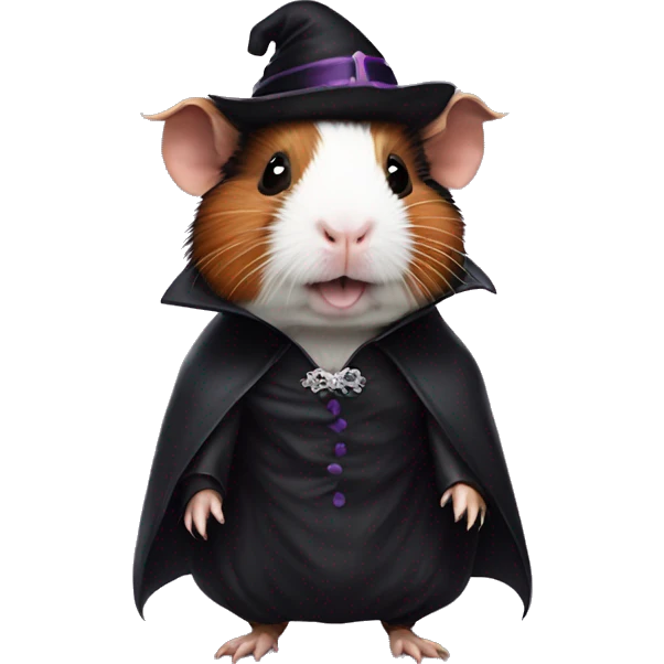 guinea pig in vampire Halloween costume emoji
