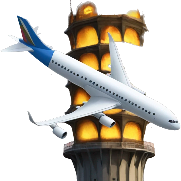 plane and a tower collide emoji