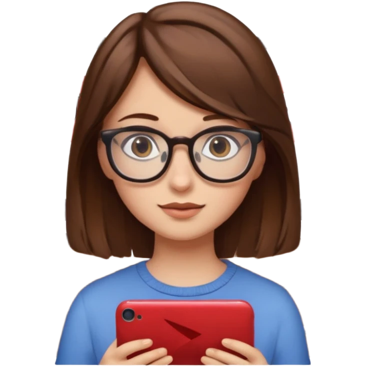 una ragazza con capelli marroni con occhiali guarda netflix sulla tv emoji
