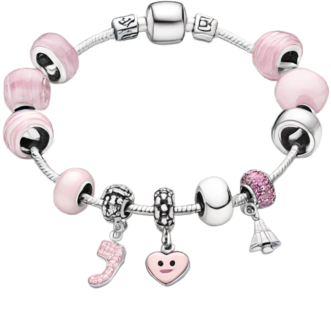 Pandora bracelet with pink charms emoji