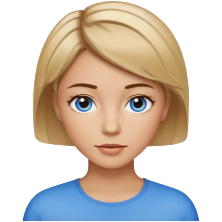 frau braune kurze Haare mit blonden spitzne, blaue Augen emoji
