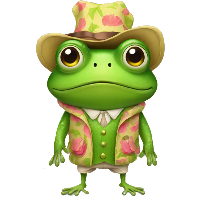 Frog wearing funny clothes emoji