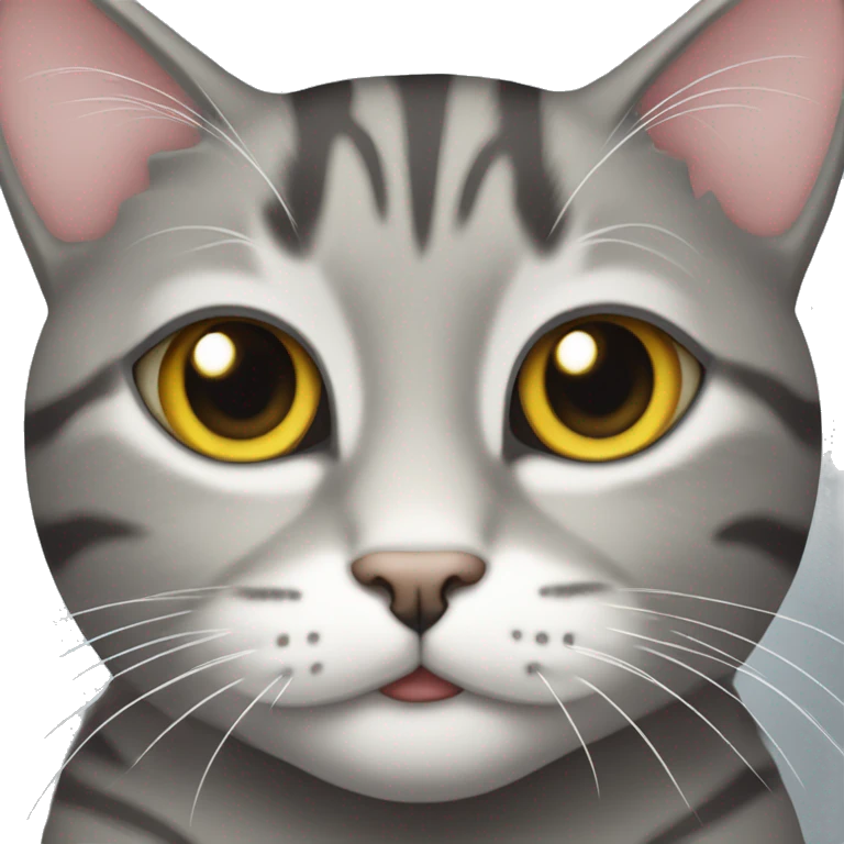 Gray tabby cat with white between eyes emoji