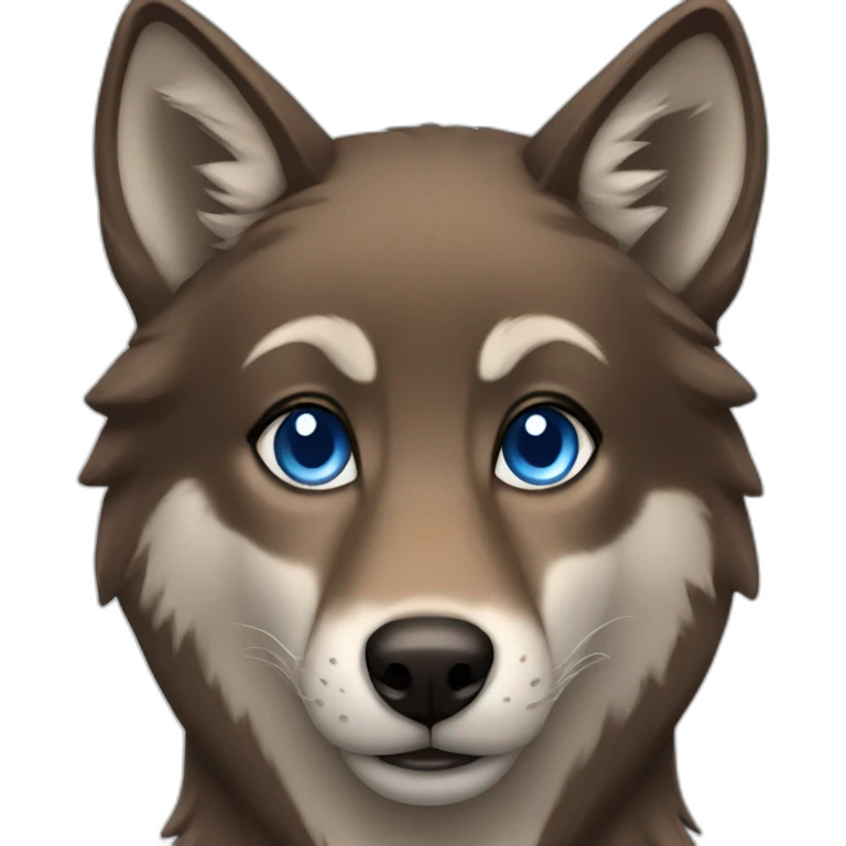 Brown female wolf blue eyes  emoji