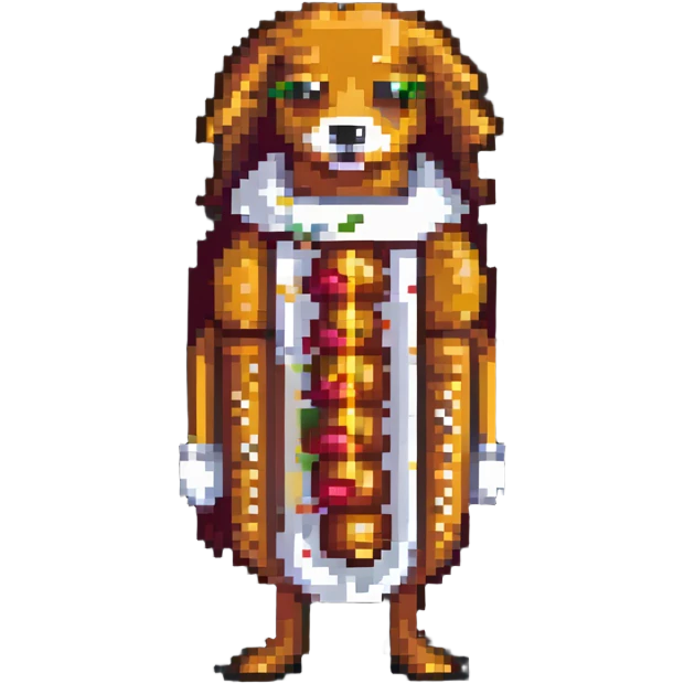 man dressed as a hot dog snack emoji