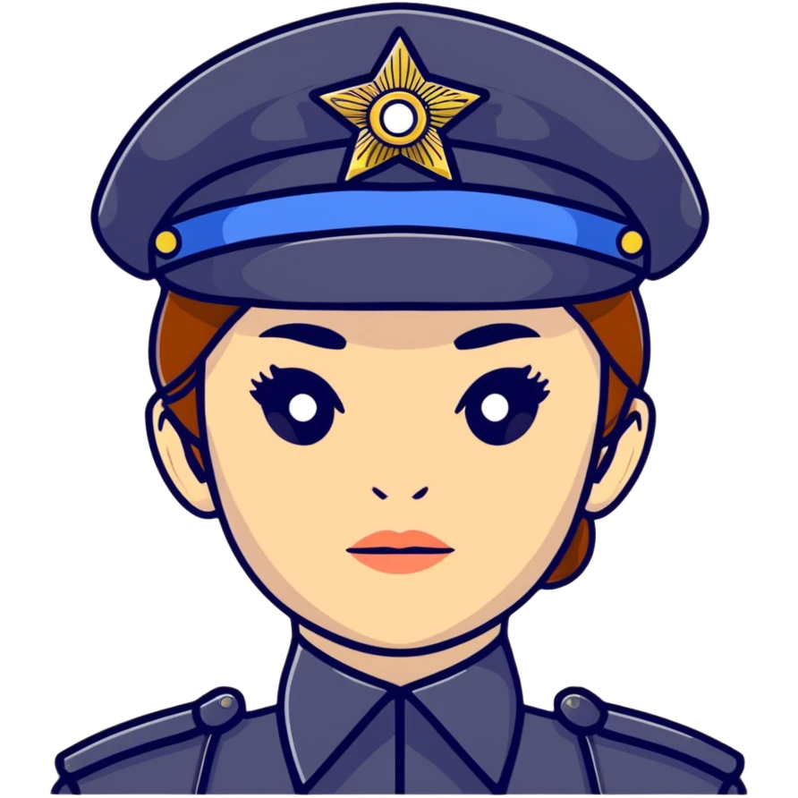 Female Russian police officer in uniform with distinctive police cap, professional look emoji