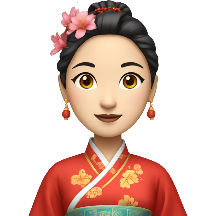 Chinese lady wear Chinese traditional clothes emoji