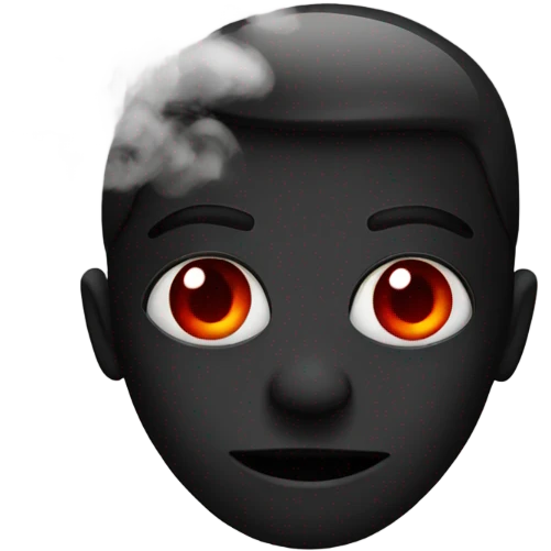 Black emoji with smoke and red eyes emoji
