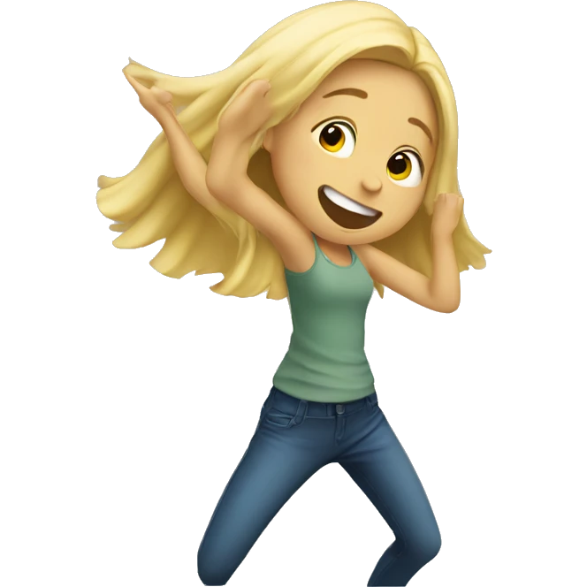 a blonde girl doing the dab emoji