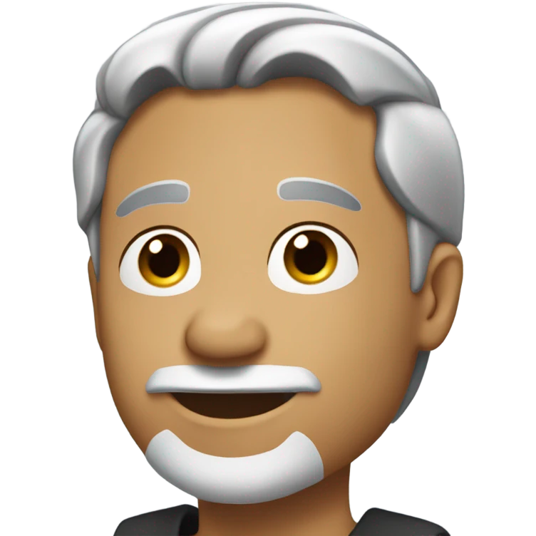 same Side profile and speaking a man in his 40s with silver and black hair emoji
