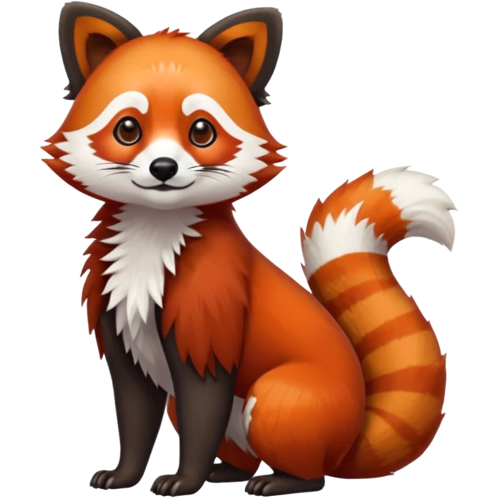 Realistic 4-legged quadrupedal Red-Panda-Lemur-Raccoon-Dog-Red-Fox-animal-fusion-hybrid, Full body emoji