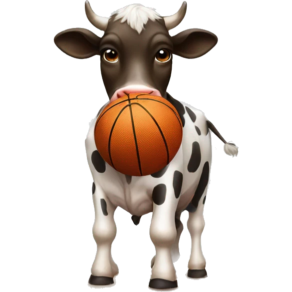 Cow with a basketball emoji
