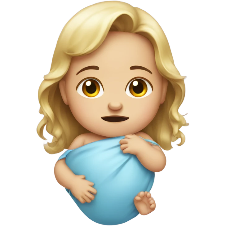 Crying baby with tears. Girl emoji