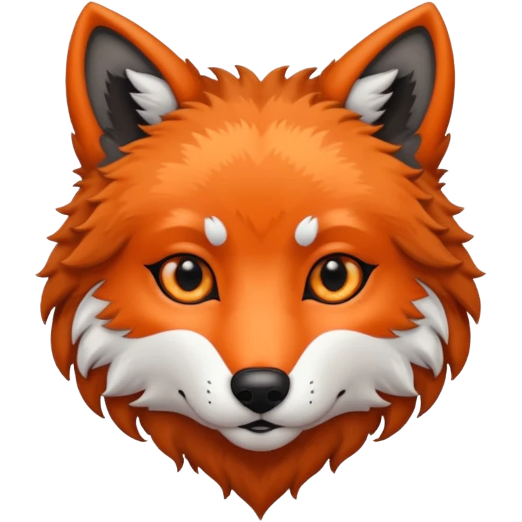 cute dark orange and black wolf head inside heart emoji