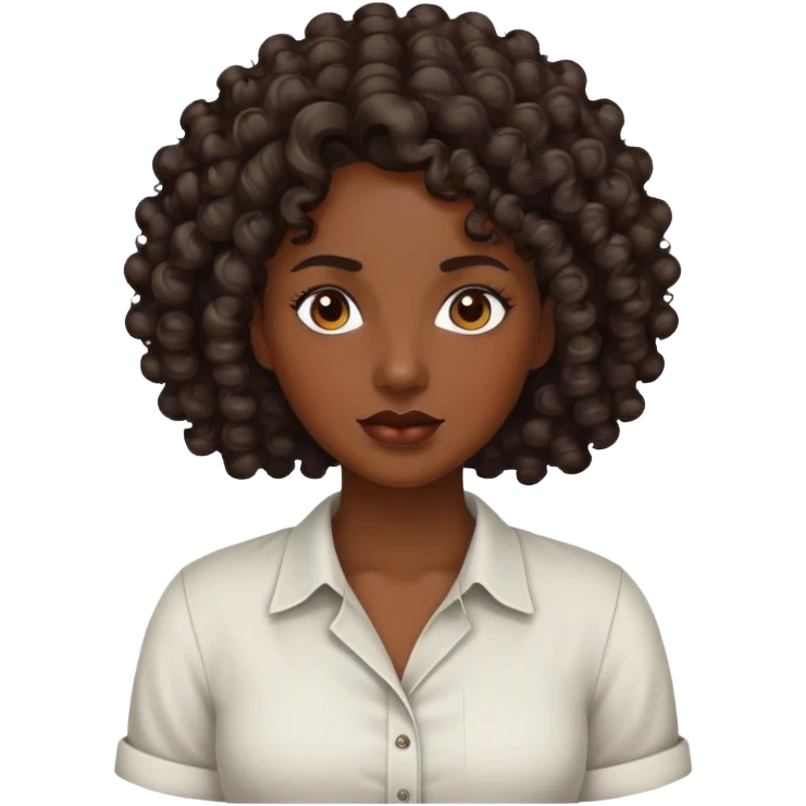 Woman with dark curly shirt emoji