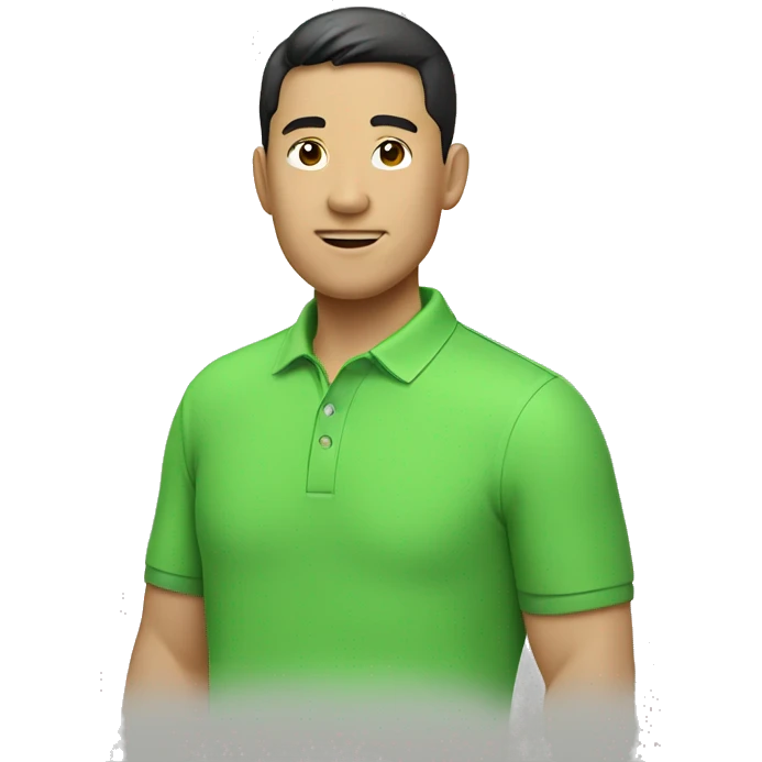 Chinese guy wearing apple green polo shirt emoji
