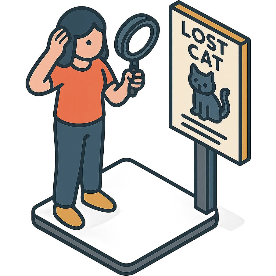 женщина ищет кошку которая пропала emoji