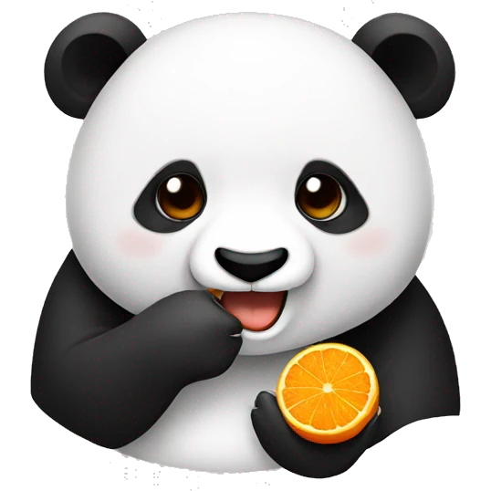Panda eating orange emoji