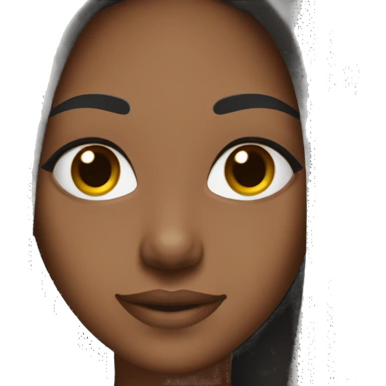 black girl with long straight black hair brown eyes straight eyebrows smiling emoji