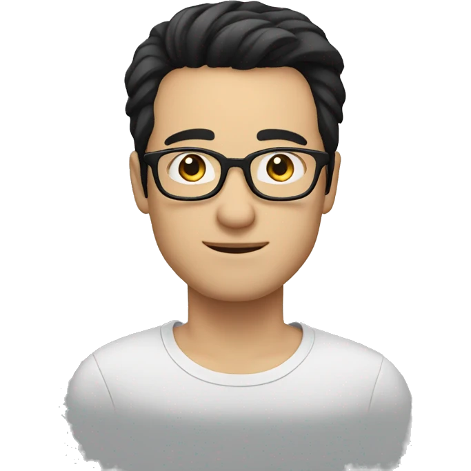 man in glasses black hair, white skin, european emoji