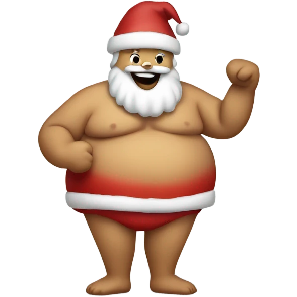 santa rubbing his bare greasy fat belly as he laughs emoji
