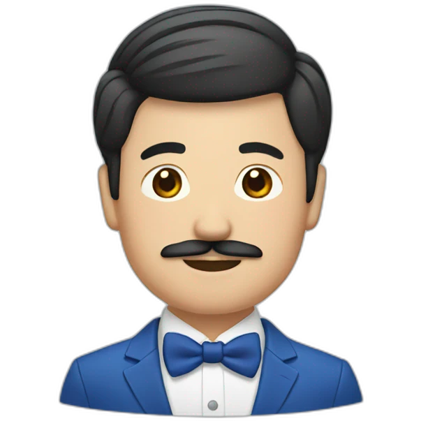 an asian groom with mustache with a blue suit emoji