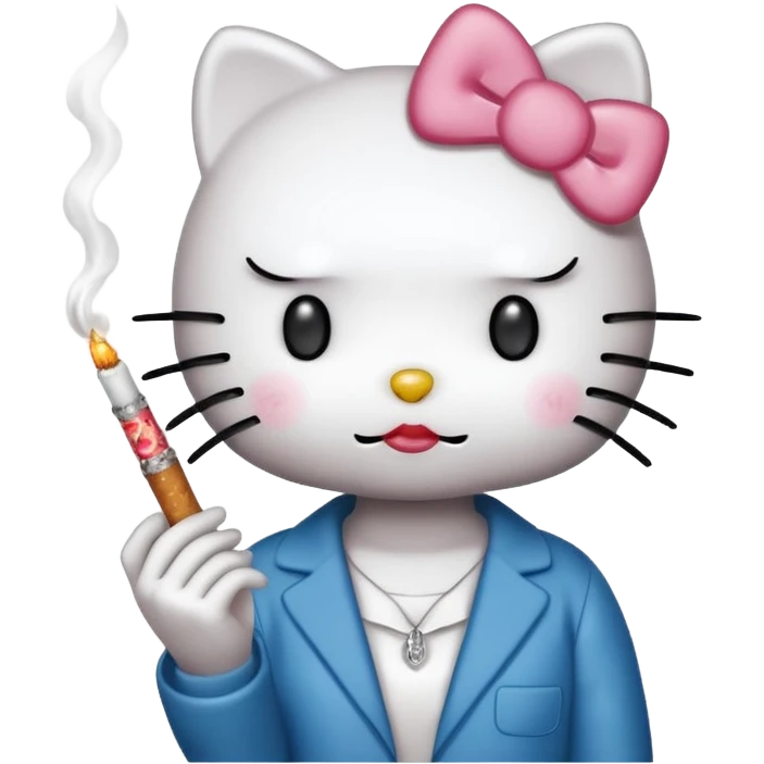 hello kitty with a blunt emoji