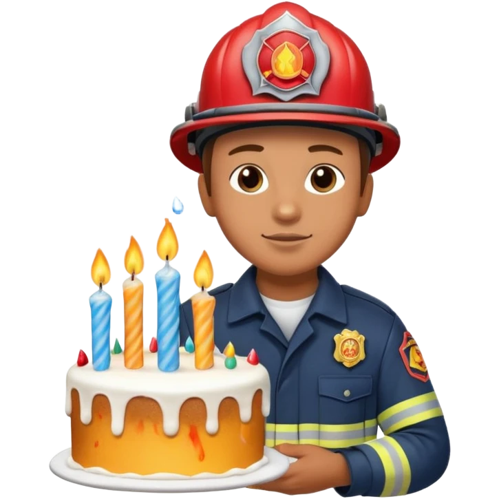A firefighter extinguishing a party emoji