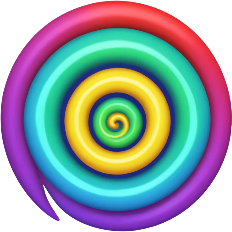Circular emoji, neon tornado vortex, glowing spiral, blue green outer, purple core, red arc, yellow base emoji