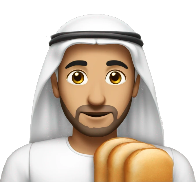 arab guy with a white turbant and bread, also add some towers at the background emoji